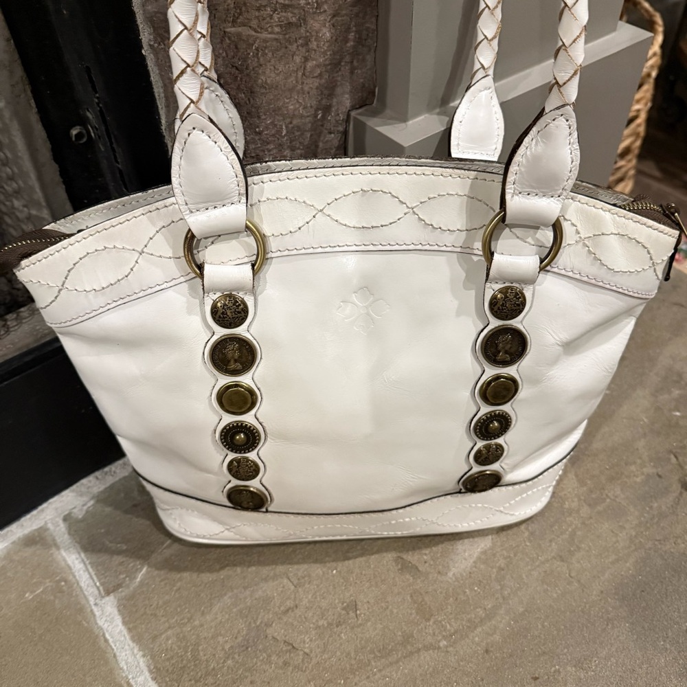 White Leather Tote Bag